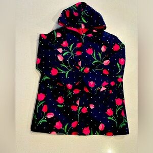 Girls rain jacket - Gymboree, navy blue with pink tulip pattern